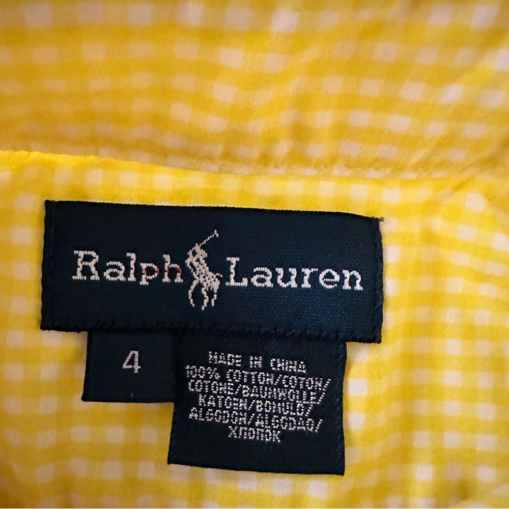 Ralph Lauren Boys 4 Yellow Gingham Button-Down Shirt Easter Spring Preppy - Picture 4 of 5